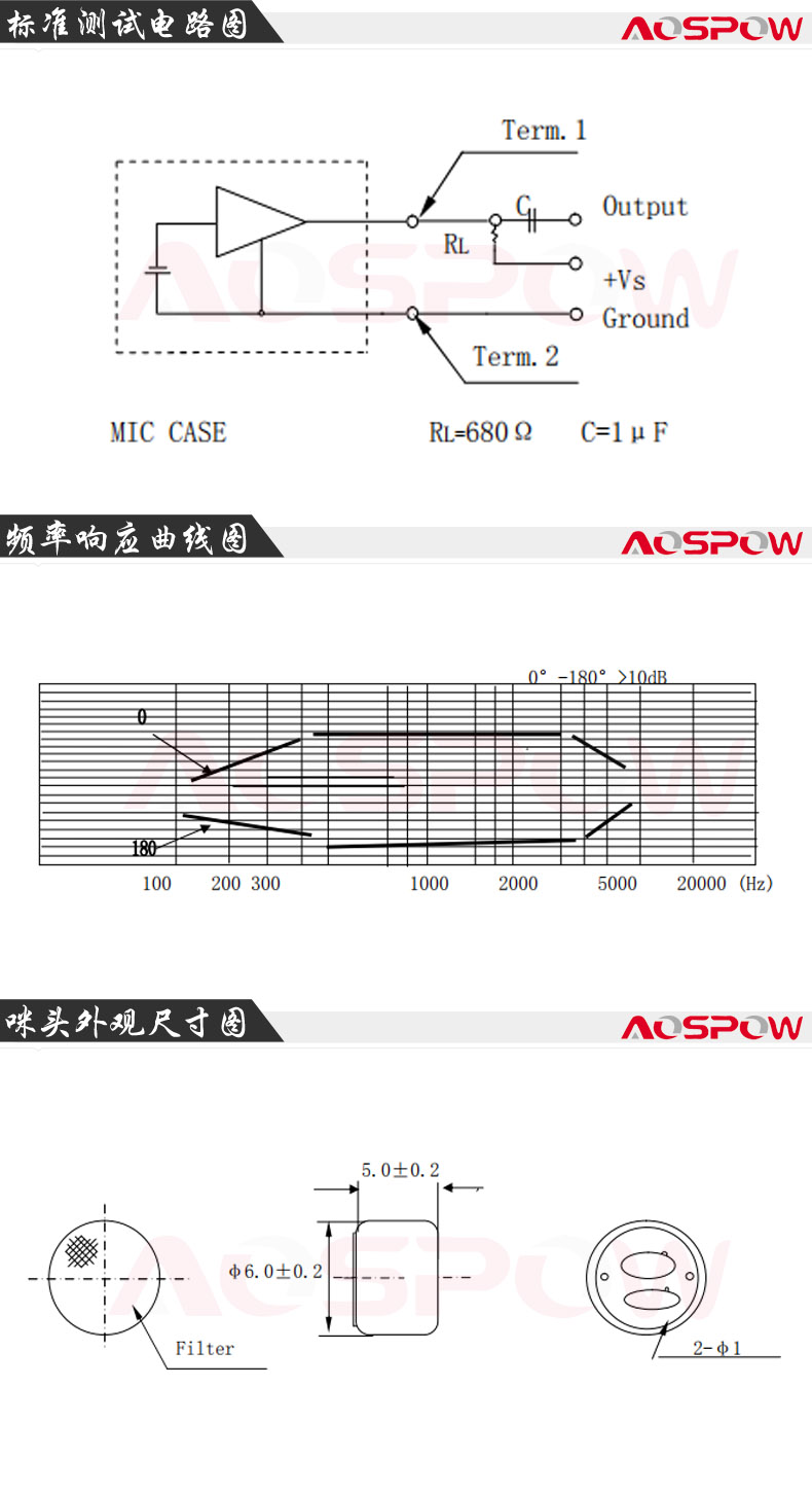 6050咪頭規格書尺寸
