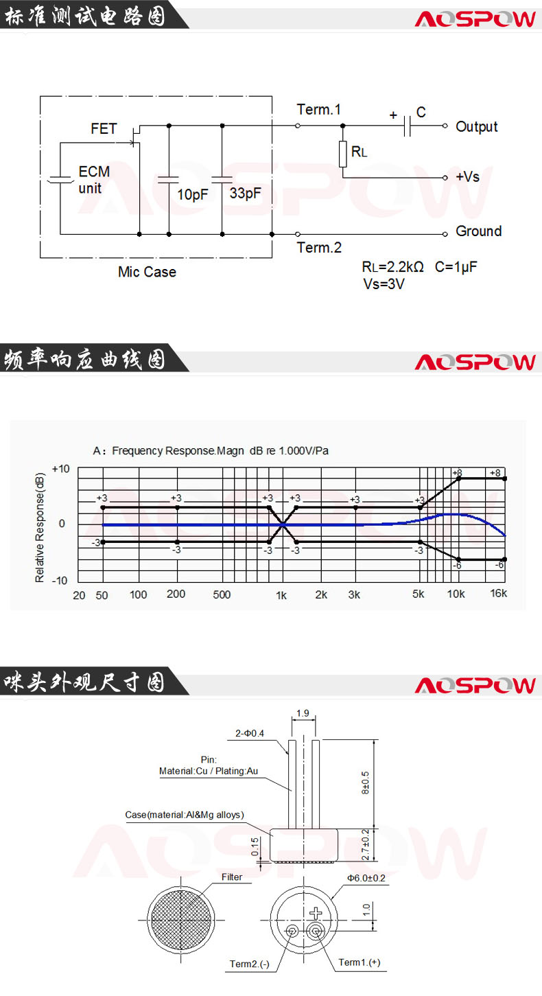 6027長針咪頭規(guī)格書尺寸