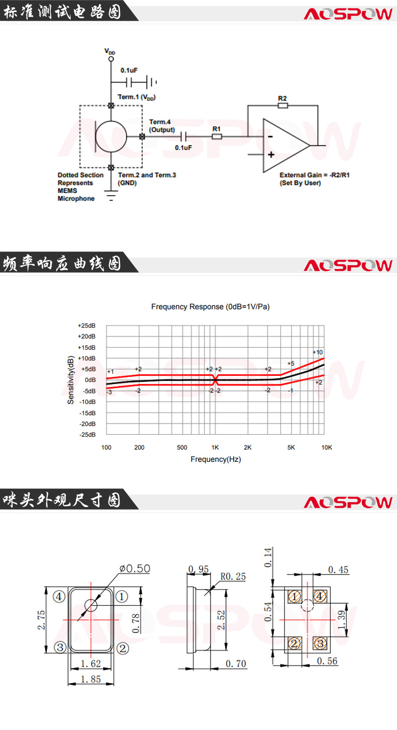 2718硅麥硅咪規格書尺寸