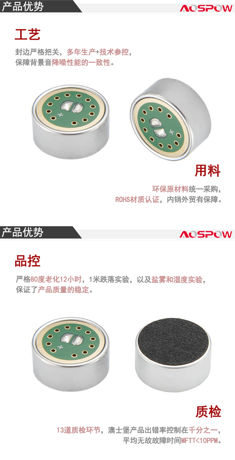 16mm大振膜心形咪芯產品優勢